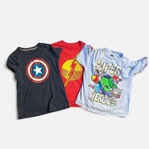 Bundle of 3 Boys Superheroes graphic tees: Flash, Captain America and Avengers
